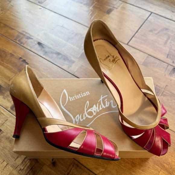 Christian Louboutin Shoes - Christian Louboutin Red and Tan Women's Heels